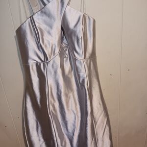 Elegant Silver Satin Dress